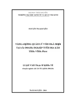 Luận văn tăng cường quản lý vốn nhà nước tại các doanh nghiệp trên địa bàn tỉnh vĩnh phúc
