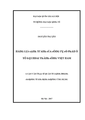 Luận văn năng lực cạnh tranh của công ty cổ phần ô tô hyundai thành công việt nam