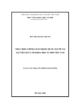 Luận văn thực hiện chính sách trọng dụng người tài tại viện hàn lâm khoa học xã hội việt nam