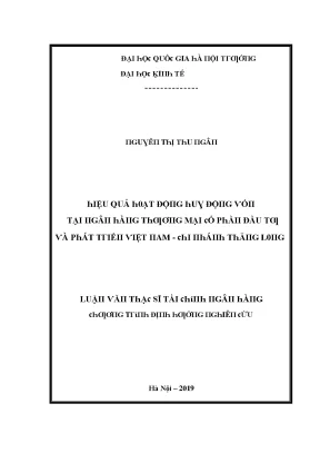 Luận văn hiệu quả hoạt động huy động vốn tại ngân hàng thương mại cổ phần đầu tư và phát triển việt nam chi nhánh thăng long