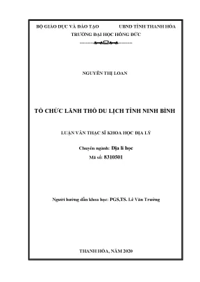 Tổ chức lãnh thổ du lịch tỉnh ninh bình