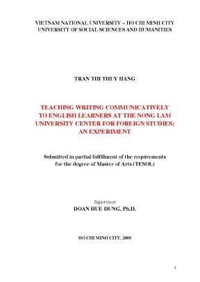 Teaching writing communicatively to english learners ai the nong lam university center fo foreign studies an experiment