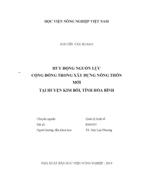 Luận văn huy động nguồn lực cộng đồng trong xây dựng nông thôn mới tại huyện kim bôi tỉnh hòa bình
