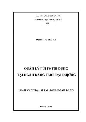 Luận văn quản lý rủi ro tín dụng tại ngân hàng thương mại cổ phần đại dương