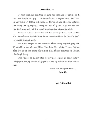 Khảo sát tình hình viêm đường hô hấp và thử nghiệm phác đồ điều trị bệnh viêm phổi trên chó tại bệnh viện thú y pethealth thanh hoá