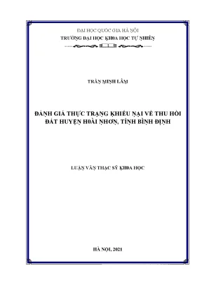 Luận văn thạc sĩ đánh giá thực trạng khiếu nại về thu hồi đất tại huyện hoài nhơn tỉnh bình định