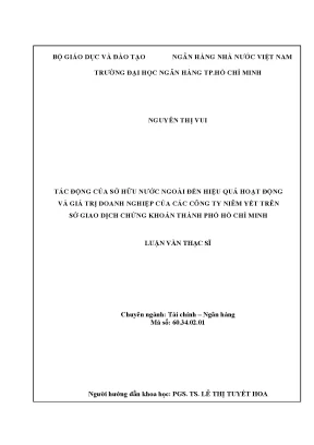 Tài liệu tác động của sở hữu nước ngoài đến hiệu quả hoạt động ngân hàng copy