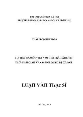 Luận văn thạc sĩ tục ngữ người việt với việc phản ánh tri thức dân gian về thế giới tự nhiên và các mối quan hệ xã hội