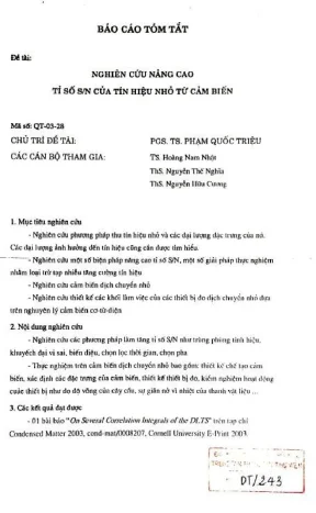 Nghiên cứu nâng cao tỷ số s n của tín hiệu nhỏ từ cảm biến