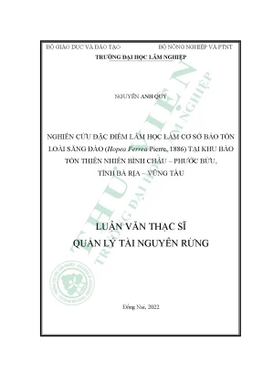 Nghiên cứu đặc điểm lâm học làm cơ sở bảo tồn loài săng đào hopea ferrea piere 1886 tại khu bảo tồn thiên nhiên bình châu phước bửu tỉnh bà rịa vũng tàu