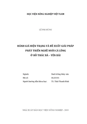Luận văn đánh giá hiện trạng và đề xuất giải pháp phát triển nghề nuôi cá lồng ở hồ thác bà yên bái