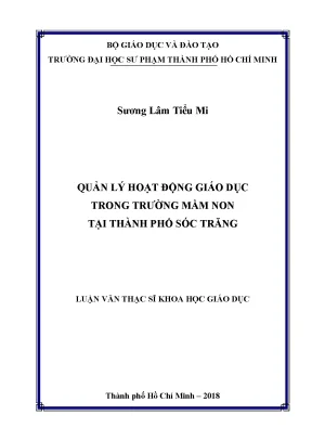 Luận văn quản lý hoạt động giáo dục trong trường mần non tại thành phố sóc trăng