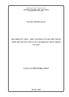 Đặc điểm cấu trúc kiến tạo phần tây bắc bồn trũng nông sơn quảng nam và sự tạo khoáng urani trong cát kết