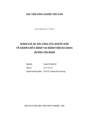 Đánh giá sự hài lòng của người dân về khám chữa bệnh tại bệnh viện đa khoa huyện yên định