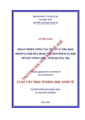 Luận văn hoàn thiện công tác quản lý thu bảo hiểm xã hội bắt buộc tại bảo hiểm xã hội huyện vĩnh linh tỉnh quảng trị min