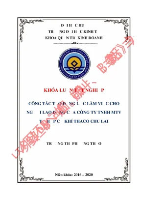 Luận văn công tác tạo động lực làm việc cho người lao động của công ty tnhh mtv tổ hợp cơ khí thaco chu lai