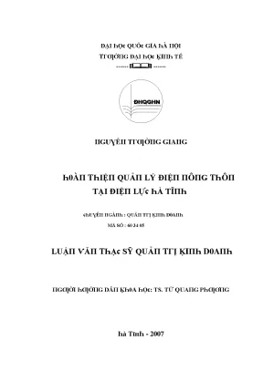 Luận văn hoàn thiện quản lý điện nông thôn tại điện lực hà tĩnh