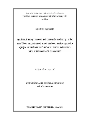 Quản lý hoạt động tổ chuyên môn tại các trường trung học phổ thông trên địa bàn quận 11 thành phố hồ chí minh đáp ứng yêu cầu đổi mới giáo dục