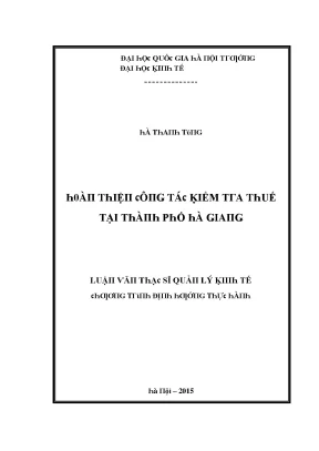 Luận văn hoàn thiện công tác kiểm tra thuế tại thành phố hà giang
