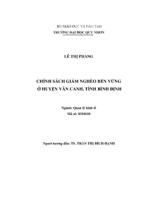 Luận văn chính sách giảm nghèo bền vững ở huyện vân canh tỉnh bình định