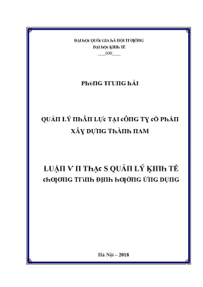 Luận văn quản lý nhân lực tại công ty cổ phần xây dựng thành nam