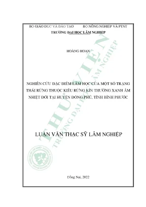 Nghiên cứu đặc điểm lâm học của một số trạng thái rừng thuộc kiểu rừng kín thường xanh ẩm nhiệt đới tại huyện đồng phú tỉnh bình phước