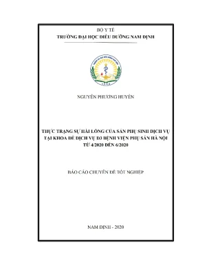 Luận văn thực trạng sự hài lòng của sản phụ sinh dịch vụ tại khoa đẻ dịch vụ d3 bệnh viện phụ sản hà nội