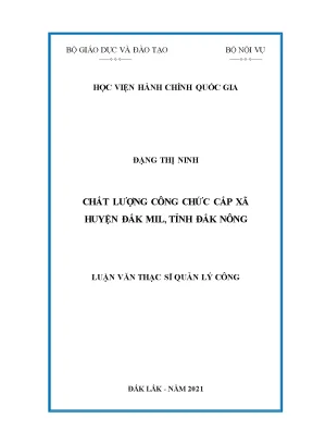 Luận văn chất lượng công chức cấp xã huyện đắk mil tỉnh đắk nông