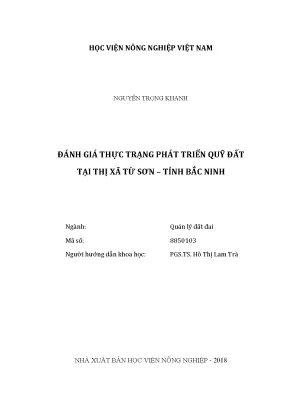 Luận văn đánh giá thực trạng phát triển quỹ đất tại thị xã từ sơn tỉnh bắc ninh