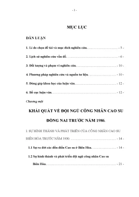 Sự phát triển của đội ngũ công nhân cao su đồng nai thời kỳ đổi mới 1986 2006