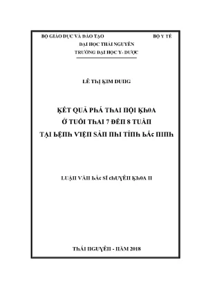 Luận văn kết quả phá thai nội khoa ở tuổi thai 7 đến 8 tuần tại bệnh viện sản nhi tỉnh bắc ninh