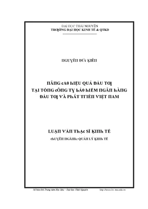 Luận văn nâng cao hiệu quả đầu tư tại tổng công ty bảo hiểm ngân hàng đầu tư và phát triển việt nam