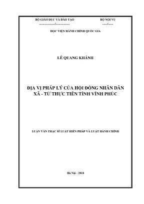 Luận văn địa vị pháp lý của hội đồng nhân dân xã từ thực tiễn tỉnh vĩnh phúc