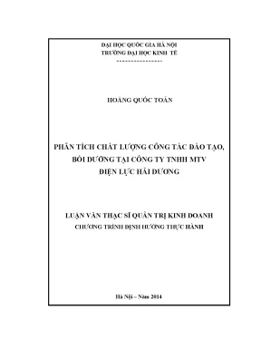 Luận văn phân tích chất lượng công tác đào tạo bồi dưỡng tại công ty tnhh mtv điện lực hải dương