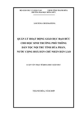 Quản lý hoạt động giáo dục đạo đức cho học sinh trường phổ thông dân tộc nội trú tỉnh hủa phăn nước cộng hoà dân chủ nhân dân lào