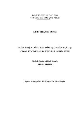 Luận văn hoàn thiện công tác đào tạo nhân lực tại công ty cổ phần đường sắt nghĩa bình