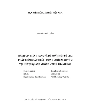 Luận văn đánh giá hiện trạng và đề xuất một số giải pháp kiểm soát chất lượng nước nuôi tôm tại huyện quảng xương tỉnh thanh hóa