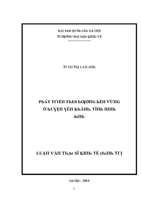 Luận văn phát triển theo hướng bền vững ở huyện yên khánh tỉnh ninh bình