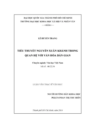 Tiểu thuyết nguyễn xuân khánh trong quan hệ với văn hóa dân gian