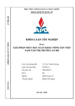 Luận văn giải pháp thúc đẩy xuất khẩu nông sản việt nam vào thị trường ấn độ