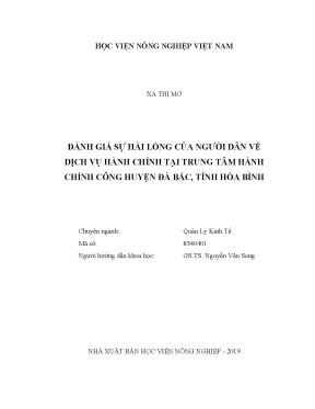 Luận văn đánh giá sự hài lòng của người dân về dịch vụ hành chính tại trung tâm hành chính công huyện đà bắc tỉnh hòa bình