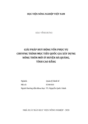 Giải pháp huy động vốn phục vụ chương trình mục tiên quốc gia xây dựng nông thôn mới ở huyện hà quảng tỉnh cao bằng