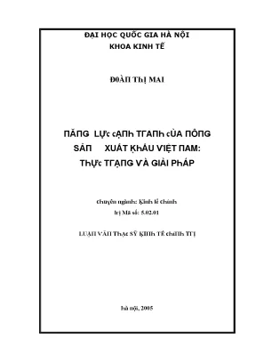 Luận văn năng lực cạnh tranh của nông sản xuất khẩu việt nam