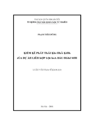 Luận văn thạc sĩ kiểm kê phát thải khí nhà kính của dự án liên hợp lọc hóa dầu nghi sơn vnu lvts004
