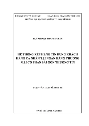 Luận văn hệ thống xếp hạng tín dụng khách hàng cá nhân tại ngân hàng thương mại cổ phần sài gòn thương tín