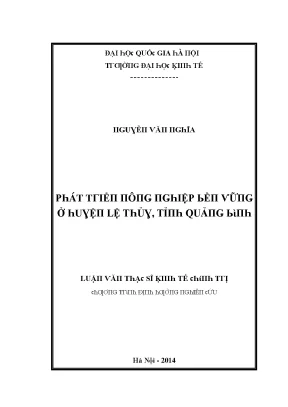 Luận văn phát triển nông nghiệp bền vững ở huyện lệ thủy tỉnh quảng bình
