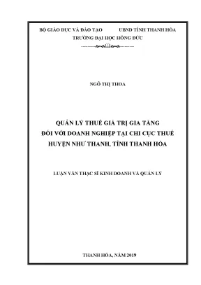 Quản lý thuế giá trị gia tăng đối với doanh nghiệp tại chi cục thuế huyện nhƣ thanh tỉnh thanh hóa