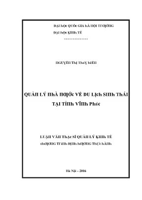 Luận văn quản lý nhà nước về du lịch sinh thái tại tỉnh vĩnh phúc