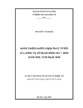 Luận văn hoàn thiện chiến lược phát triển của công ty cổ phần sông đà 7 đến năm 2020 tầm nhìn 2030