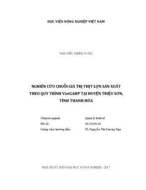 Luận văn nghiên cứu chuỗi giá trị thịt lợn sản xuất theo quy trình vietgahp tại huyện triệu sơn tỉnh thanh hóa